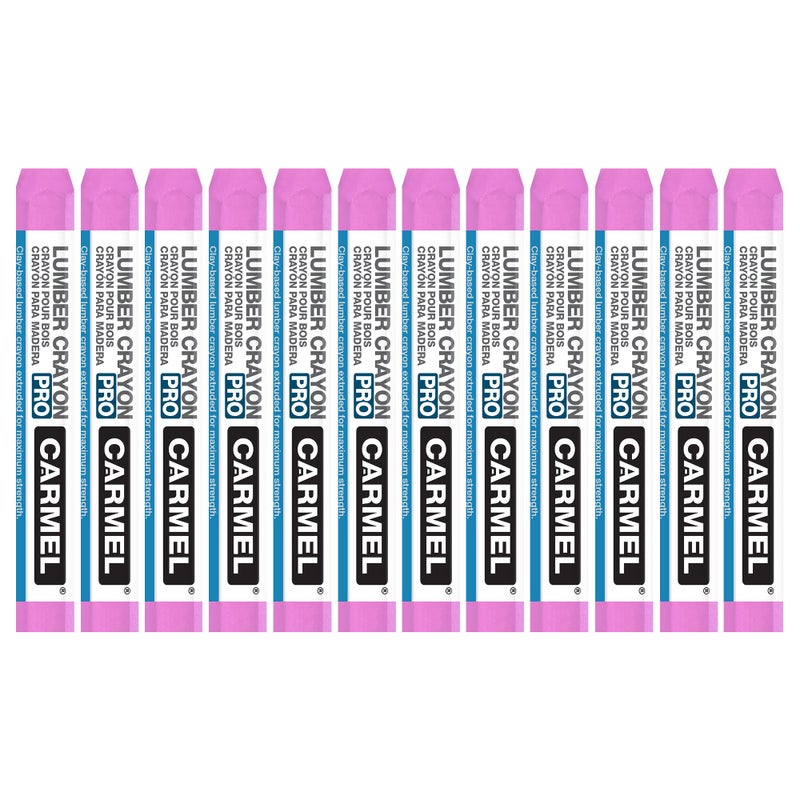 Carmel Lumber Crayon Pro, Box of 12 (Pink), Lumber Marking Crayon, Lumber Marker, Keel Crayon, high-Density Clay Based Paint Crayon, Ideal for Marking on Wood, Lumber, Timber - Image 2